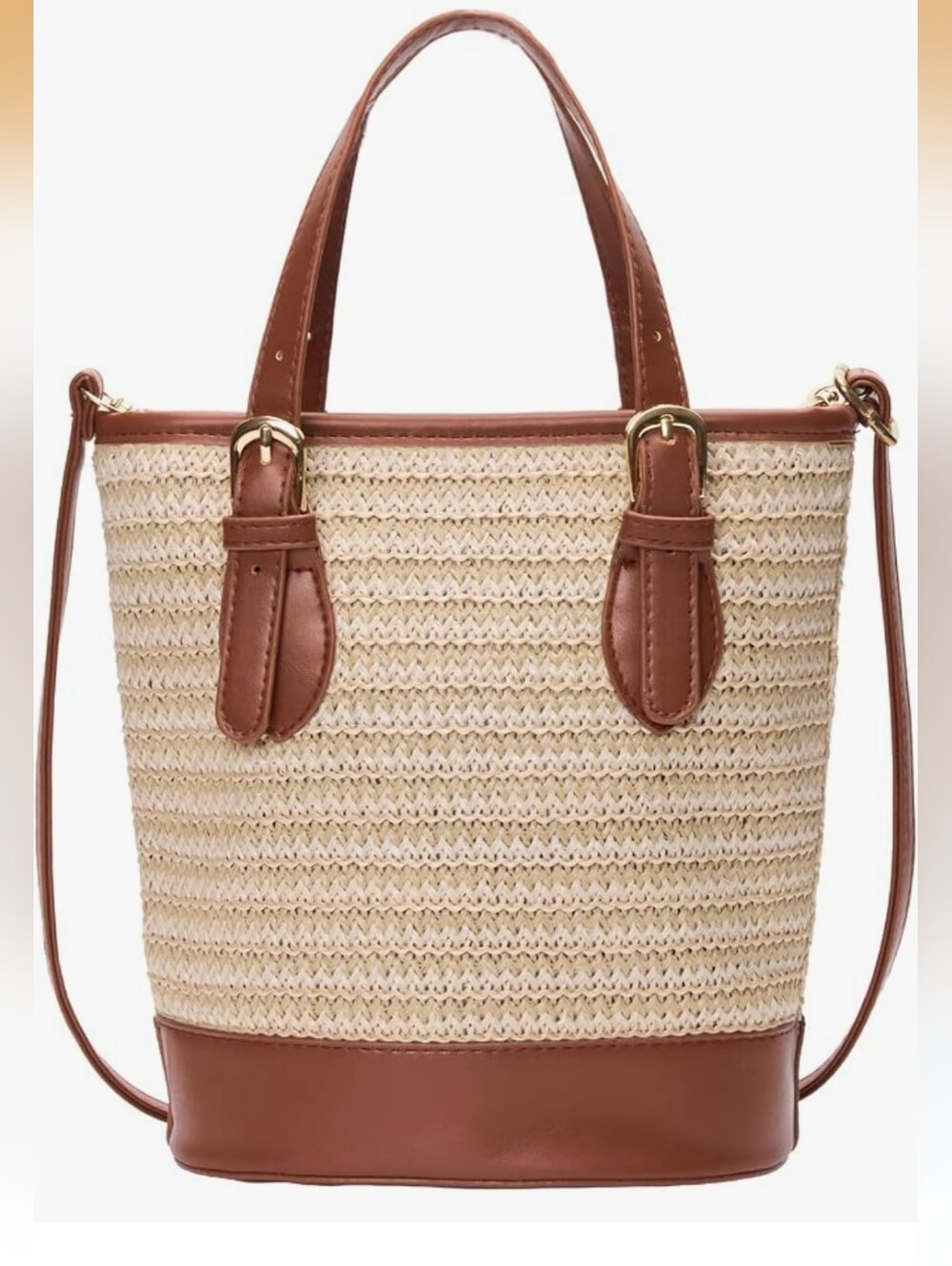NWOT Straw Crossbody Bucket Bag